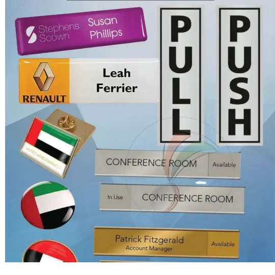 An image of a conference room featuring diverse flags, stickers, and nameplate badges, symbolizing global collaboration